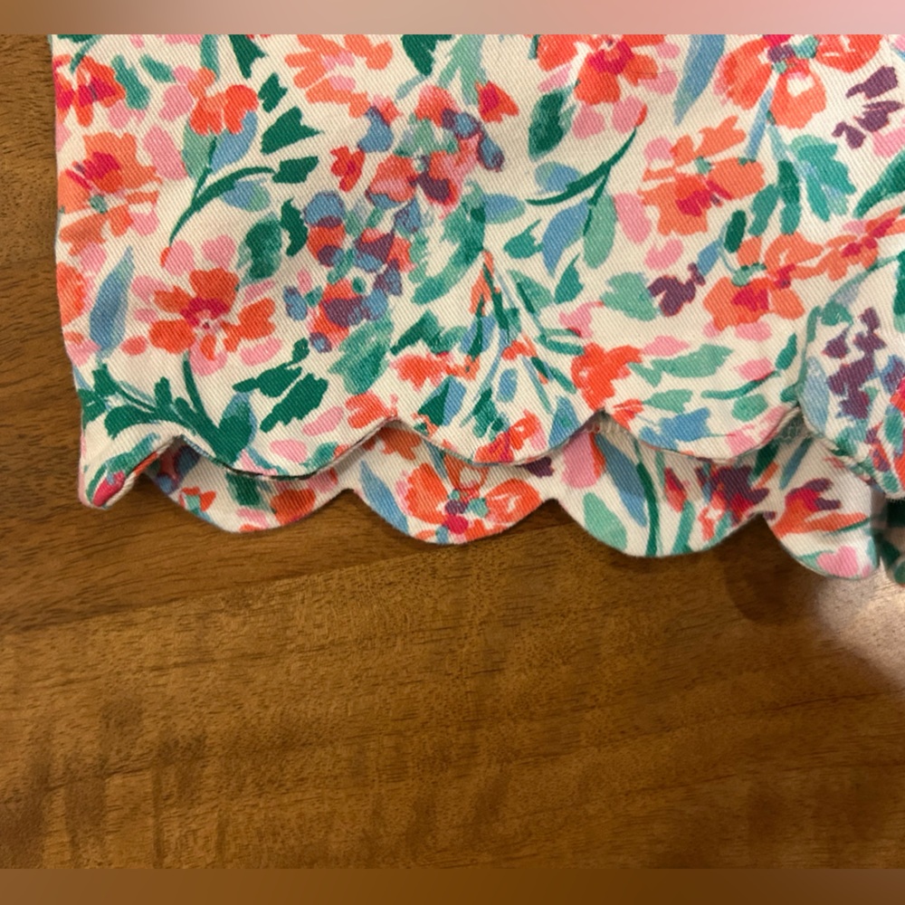 Crewcuts Floral Scallop-Hem Shorts - Coral, Pink & Teal - Picture 3 of 4